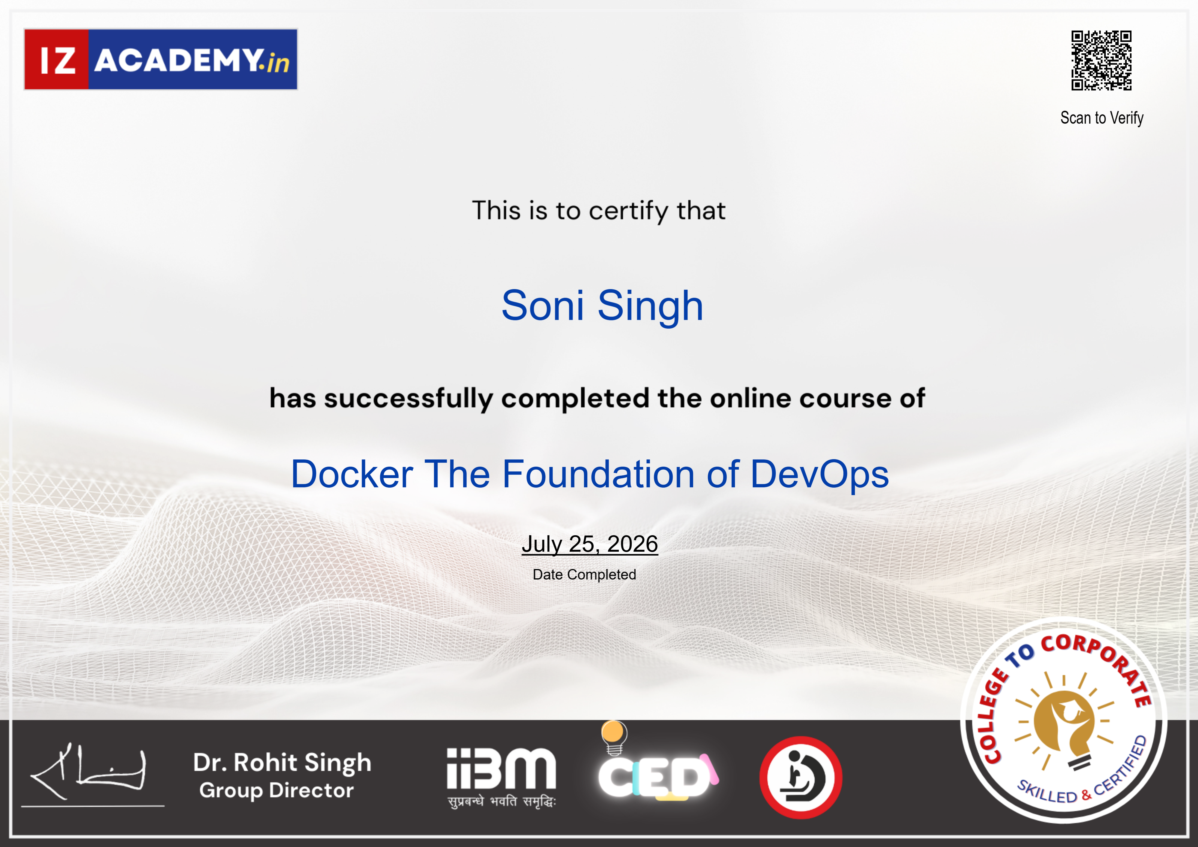 IZAcademy Certificate