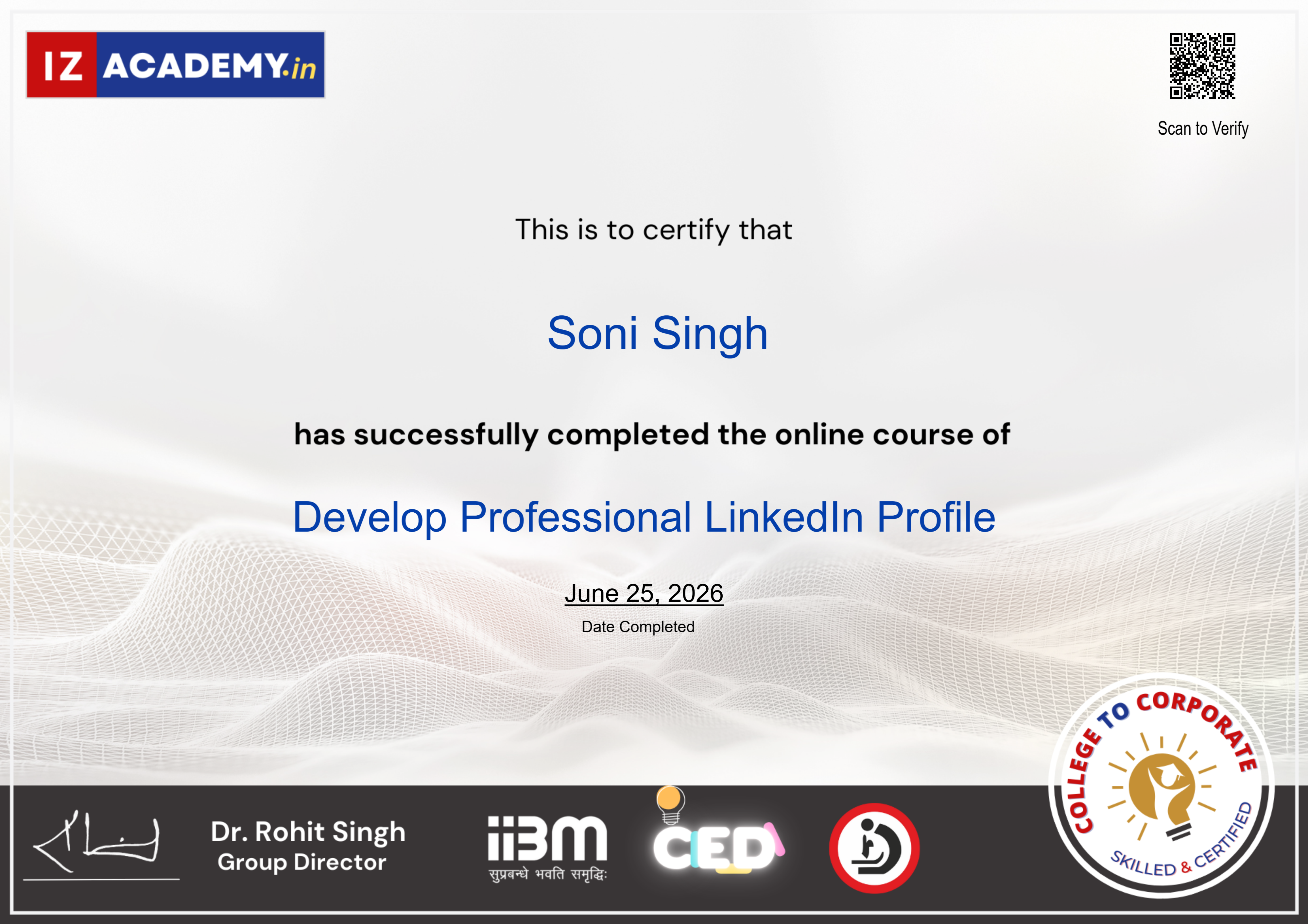 IZAcademy Certificate