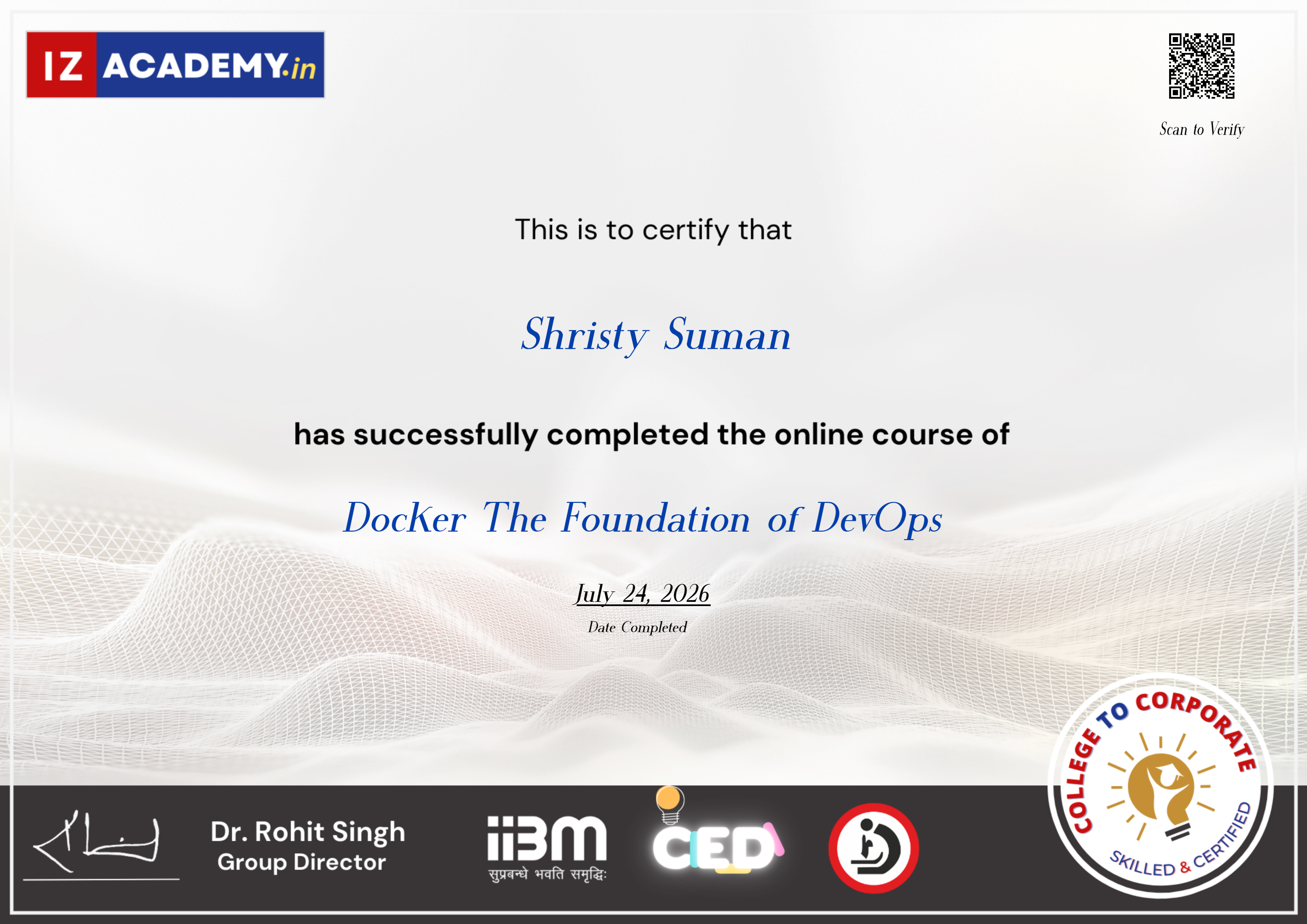 IZAcademy Certificate